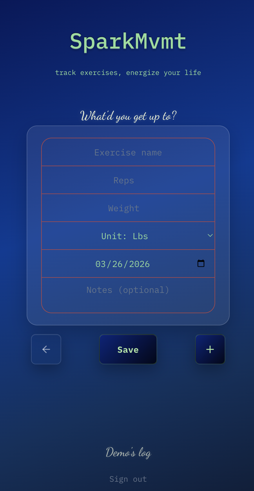SparkMvmt mobile form view